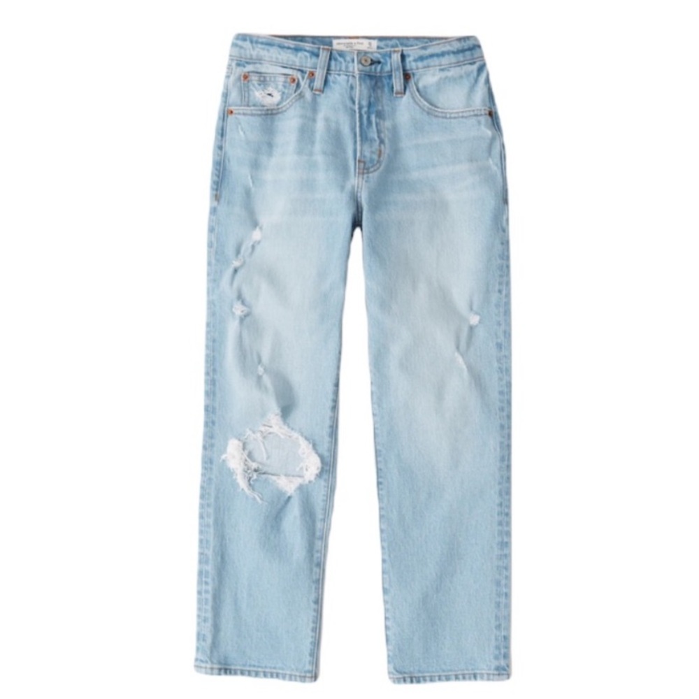 Abercrombie & Fitch Boyfriend Mid Rise Distressed Jeans